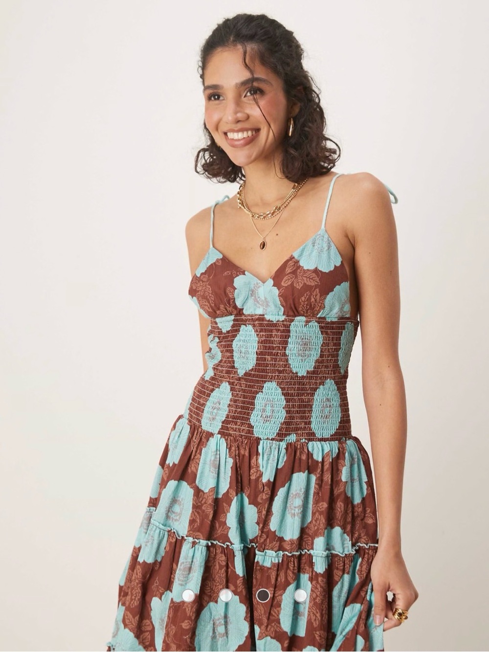 Free People Floral Smocked Midi Dress